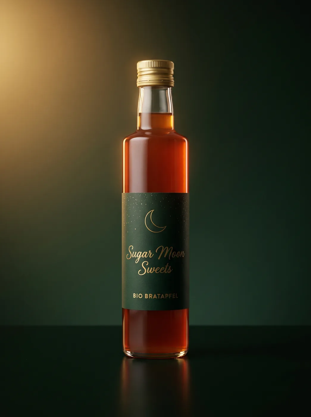 Bio-Bratapfel — Flasche mit Mond-Etikett
